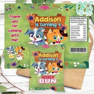 Rhyme Time Town Birthday Honey Buns Snack Bag Label Customizable Instant Download
