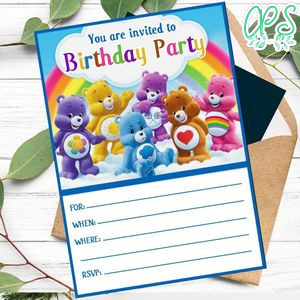 Care Bears fill in blank Invitation Customizable Template to Print at Home Instant Download