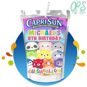 Squishmallow Capri Sun Birthday Labels Digital File Printable Instant Download