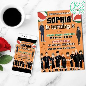 Haikyu Mobile Invite Customizable Template Instant Download