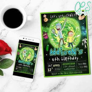 Rick And Morty Mobile Invite Customizable Template Instant Download