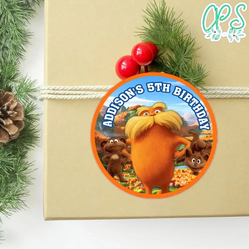 Lorax Circle Sticker Template Customizable DIY CustomPartyShirts Studio