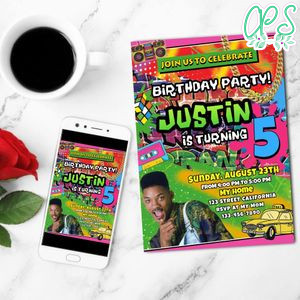 Fresh Prince Birthday Invitation Customizable Template to Print at Home Instant Download