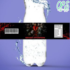 Michael Jackson Thriller Birthday Water Bottle Label Template To Print At Home Instant Download