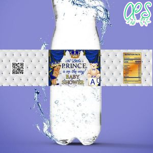 Little Prince Royal Birthday Water Bottle Label Template to Print at Home Instant Download