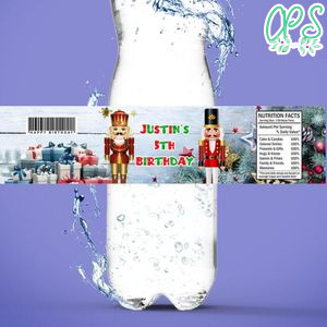Christmas Nutcracker Birthday Water Bottle Label Template To Print At Home Instant Download