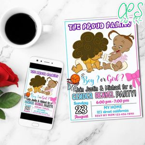Bebe and Cece Gender Reveal Mobile Invite Customizable Template Instant Download