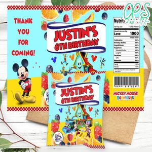 Mickey Mouse Funhouse Birthday Party Fruit Snack Bag Digital File Printable Instant Download