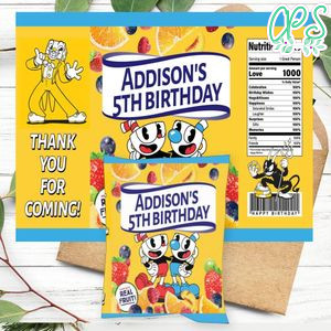 Cuphead Birthday Party Fruit Snack Bag Digital File Printable Instant Download