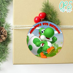 Yoshi Circle Sticker Template Customizable to Print at Home Instant Download