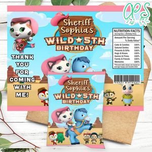 Sheriff Callie Birthday Honey Buns Snack Bag Label Customizable Instant Download