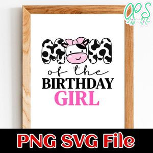 Cow Birthday Girl PNG file template