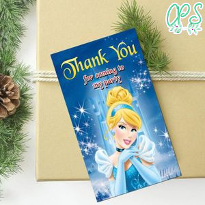 Cinderella Thank you tag Customizable Template to Print at Home Instant Download