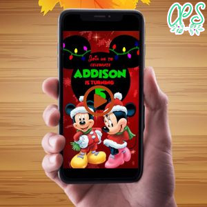 Mickey mouse navidad Video Invitation Digital Template Customizable Instant Download