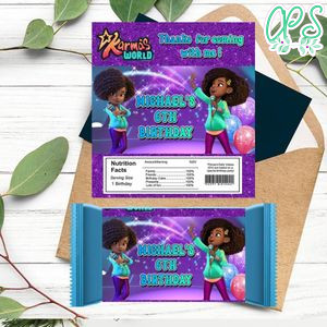 Karma's world Candy bar Label Customizable Template Instant Download
