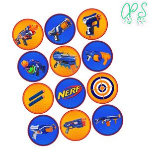 Nerf Cupcake Toppers Template Printable Instant Download