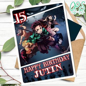 Demon slayer Personalized Birthday Card