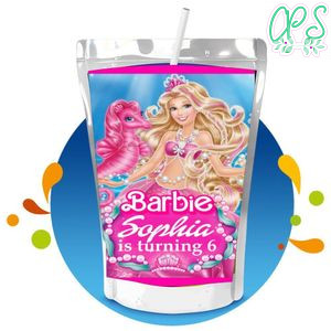 Sirena barbie Capri Sun Birthday Label Digital File Printable Instant Download