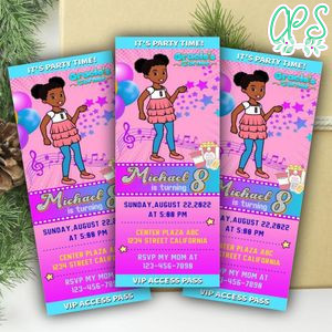 Gracie's Corner Ticket Invitation Customizable Template Instant Download