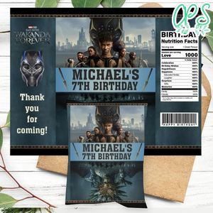Wakanda Forever Birthday Chip Bag Digital File Printable Instant Download