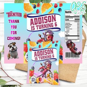 Rocketeer Birthday Party Fruit Snack Bag Digital File Printable Instant Download