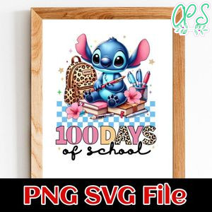 Stitch 100 days of School 2 Customer request PNG file template