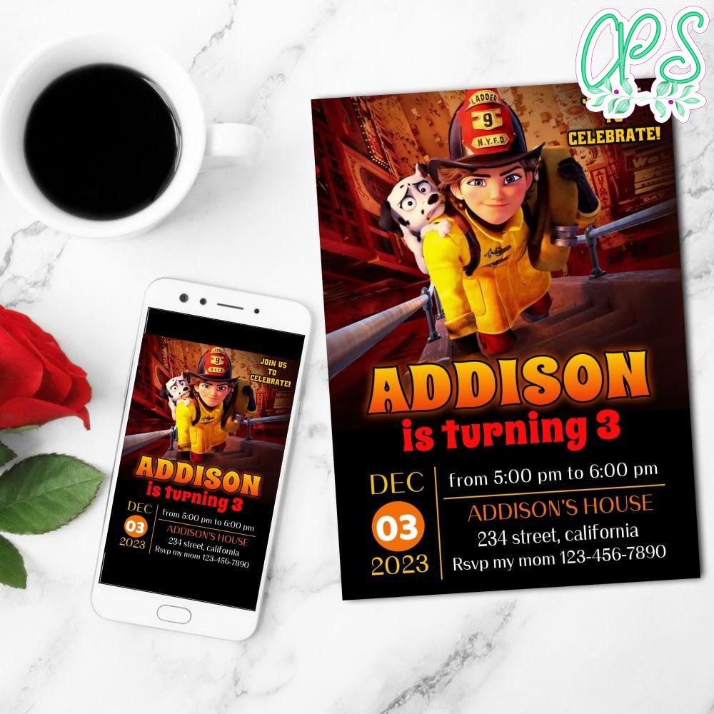 Fireheart Mobile Invite Customizable Template Instant Download