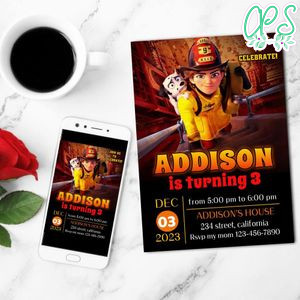 Fireheart Mobile Invite Customizable Template Instant Download