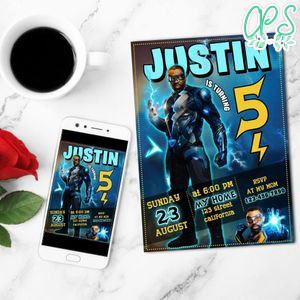Amazing Black Lightning Birthday Flyer Customizable Template to Print at Home Instant Download