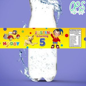 Noddy Birthday Water Bottle Label Template to Print at Home Instant Download