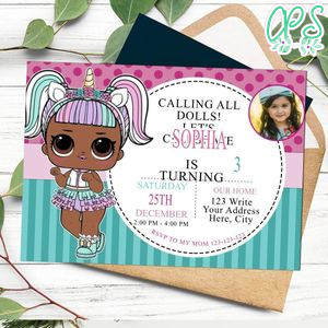 Lol Birthday Invitation with Photo Customizable Template to Print at Home Instant Download