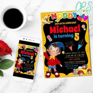 Noddy Birthday Invitation Customizable Template to Print at Home Instant Download