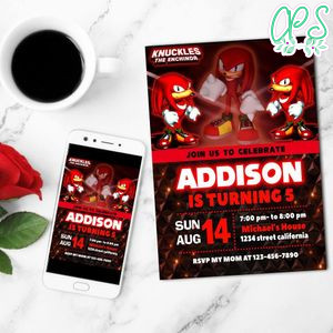 Knuckles Mobile Invite Customizable Template Instant Download