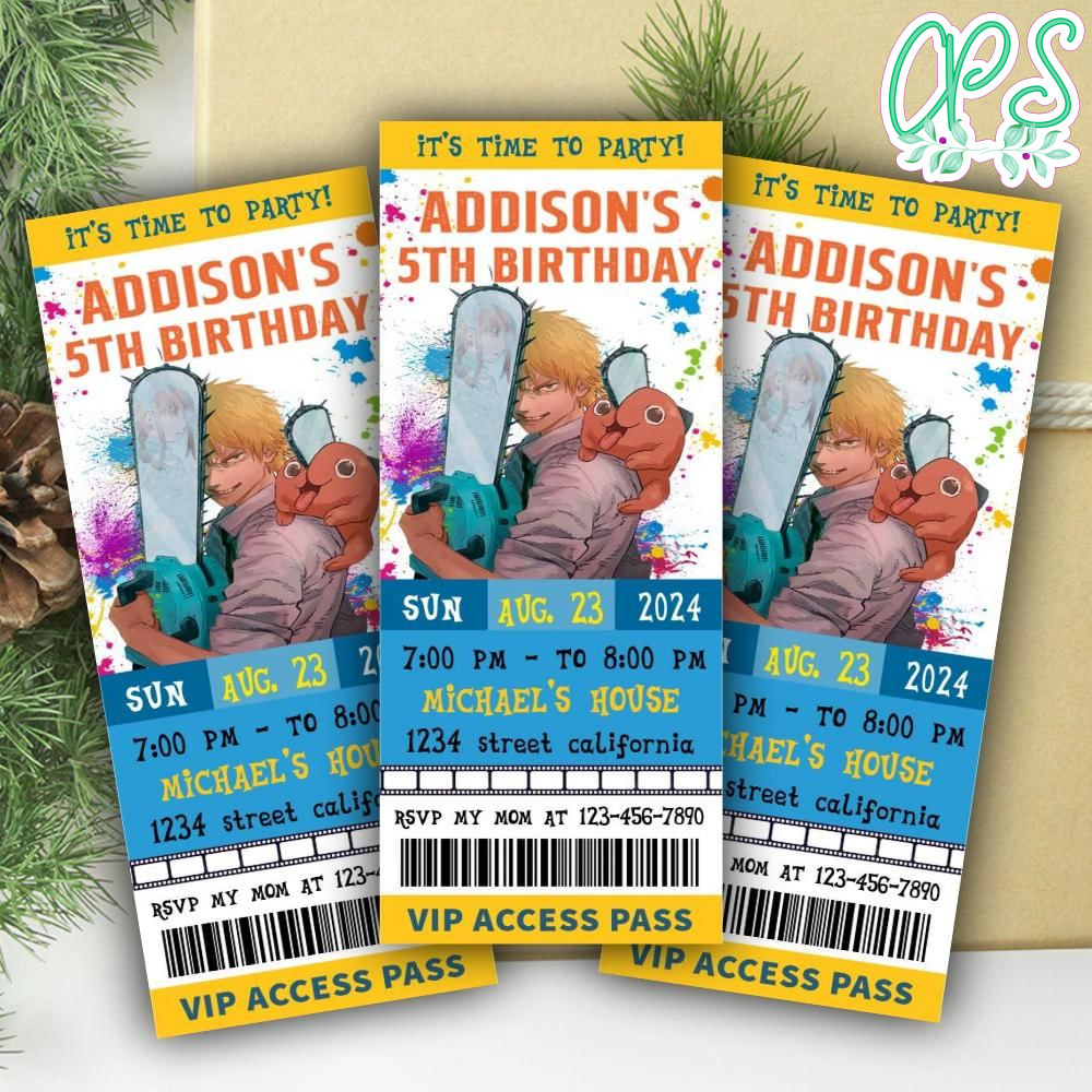Chainsaw Ticket Invitation Customizable Template CustomPartyShirts
