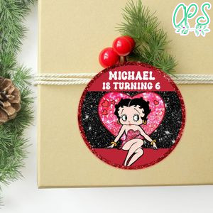 Betty Boop Circle Sticker Template Customizable to Print at Home Instant Download