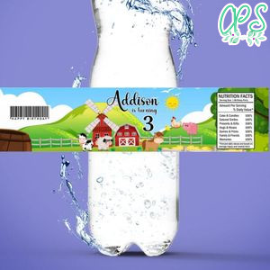 Barnyard Birthday Water Bottle Label Template to Print at Home Instant Download
