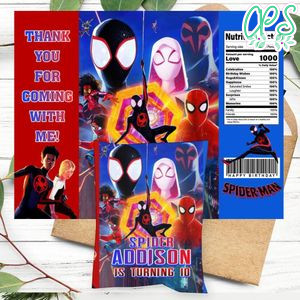 Spiderman Across SpiderVerse Birthday Party Chip Bag Digital File Printable Instant Download
