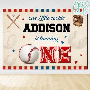 Little rookie Birthday Backdrop Digital File Template Instant Download