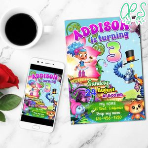 Luna Petunia Birthday Flyer Customizable Template to Print at Home Instant Download