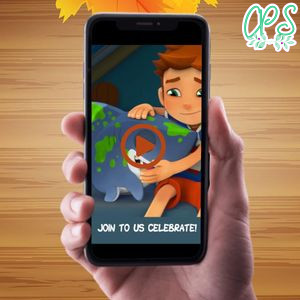 Sharkdog Birthday Video Invitation Digital Template Customizable Instant Download