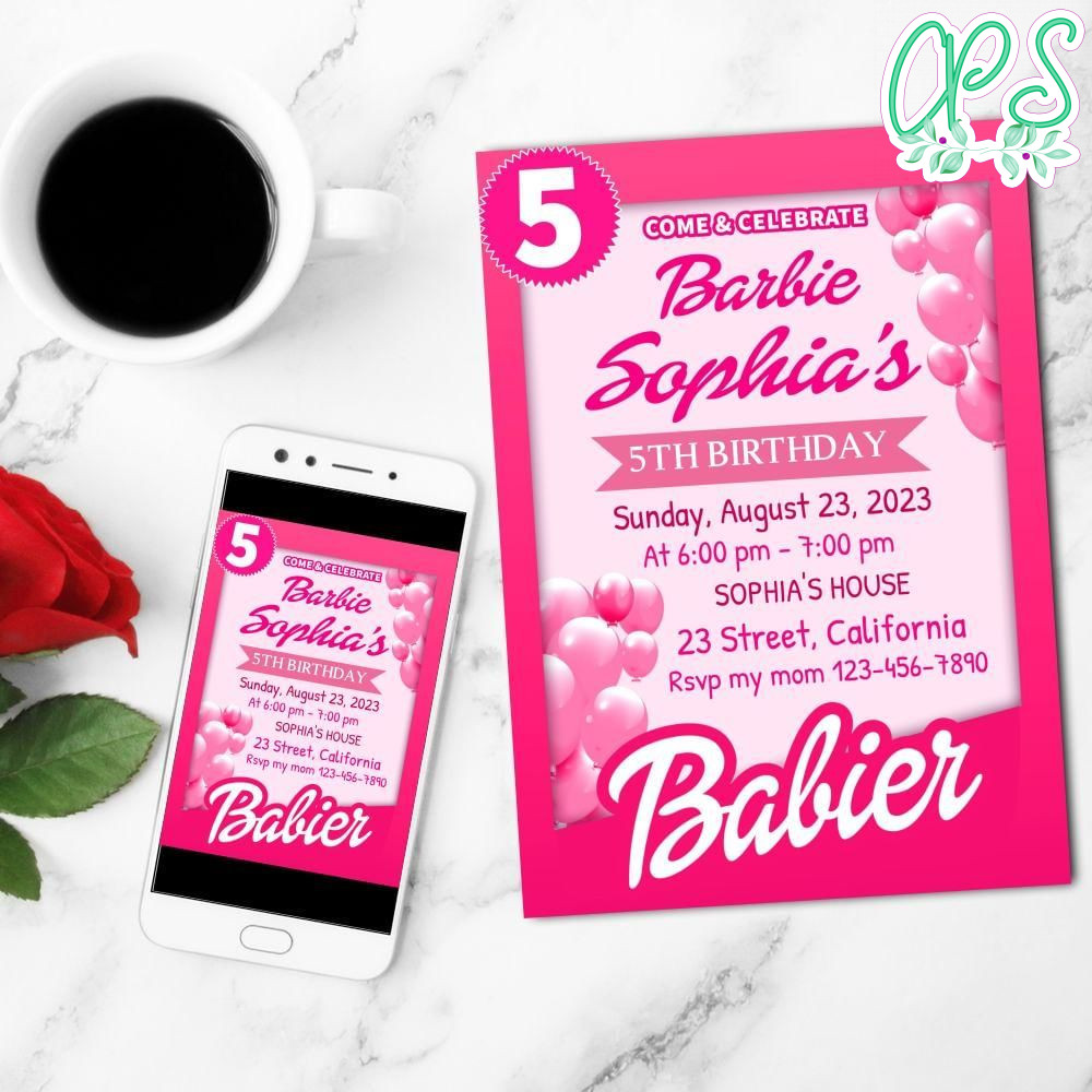 Barbie Box Mobile Invite Customizable Template Instant Download