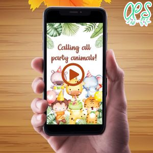 Jungle Safari Birthday Video Invitation Digital Template Customizable Instant Download