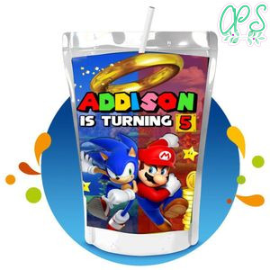 Sonic Mario Capri Sun Birthday Labels Digital File Printable Instant Download