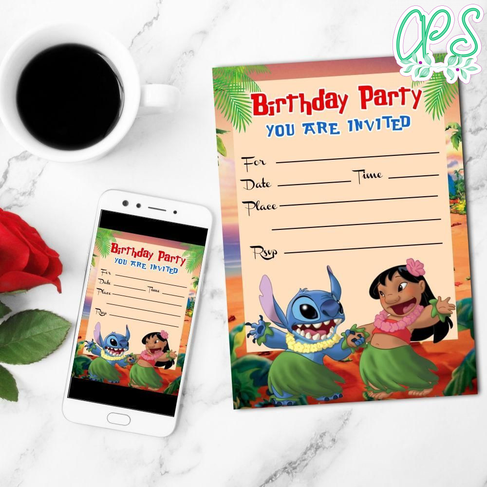 Lilo And Stitch  Fill In The Blank Mobile Invite Customizable Template Instant Download