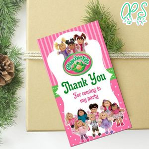 Cabbage Patch Thank You Tag Customizable Template To Print At Home Instant Download