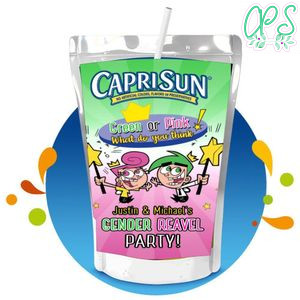 The fairly odd parents Gender Reveal Capri Sun Birthday Labels Digital File Printable Instant Download