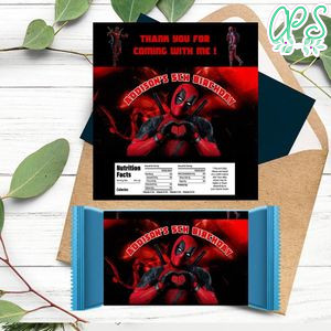 Deadpool Candy Bar Label Customizable Template Instant Download