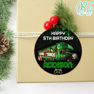 Gametruck Circle Sticker Template Customizable to Print at Home Instant Download