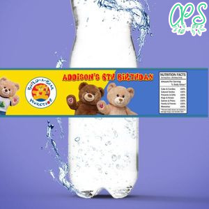 Build a bear Birthday Water Bottle Label Template to Print at Home Instant Download