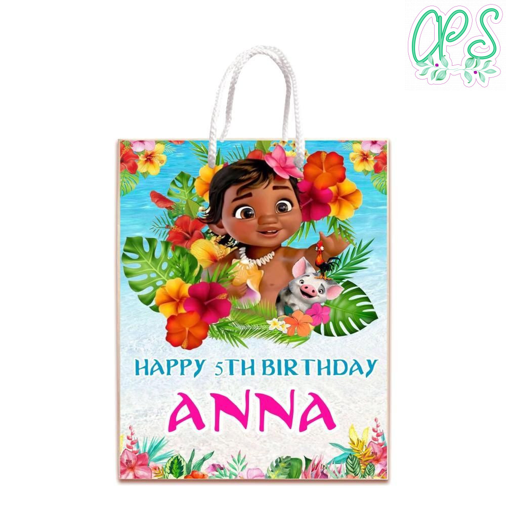 Baby Moana Gift Bag Label Template Printable Instant Download